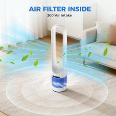 MyDepot 41" Bladeless Tower Fan with Built-in Air Filter, 80°Oscillating Quiet Fan for Bedroom, 8 Speeds, 8H Timer, Remote Control, LED Display, Easy to Clean, Home & Office