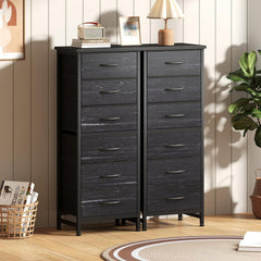 MyDepot 6 Drawers Dresser for Bedroom with Wheels, Fabric Storage Cabinet Organizer with Removable Fabric Bins, Sturdy Steel Frame for Living Room, Office, Entryway, Closets