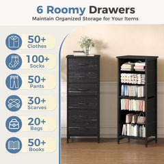 MyDepot 6 Drawers Dresser for Bedroom with Wheels, Fabric Storage Cabinet Organizer with Removable Fabric Bins, Sturdy Steel Frame for Living Room, Office, Entryway, Closets