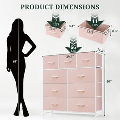MyDepot 9 Drawer Dresser for Bedroom, Fabric Storage Organizer with Sturdy Metal Frame, Wooden Top Chest of Drawers for Closet Entryway Guest Room