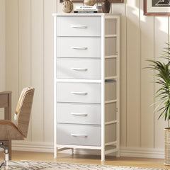 MyDepot 6 Drawers Dresser for Bedroom with Wheels, Fabric Storage Cabinet Organizer with Removable Fabric Bins, Sturdy Steel Frame for Living Room, Office, Entryway, Closets