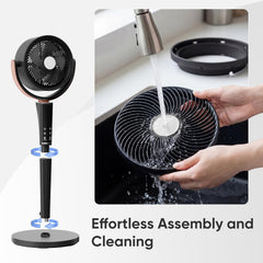MyDepot Fan for Bedroom, 1050CFM Pedestal Air Circulator, Standing Fans with DC Motor, 15 Speeds & 5 Modes, 120° Omni Oscillation, Digital Display & Remote, 12H Timer, Adjustable Height