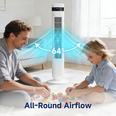MyDepot Tower Fan for Bedroom, 28dB Quiet Floor Standing Fan with Remote, 12H Timer, 5 Speeds, 4 Modes, LED Display, Portable Bladeless Oscillating Cooling Fan for Indoor, Home, Office