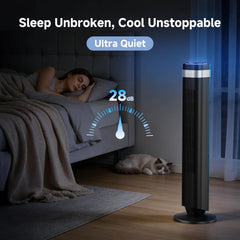 MyDepot Tower Fan for Bedroom, 28dB Quiet Floor Standing Fan with Remote, 12H Timer, 5 Speeds, 4 Modes, LED Display, Portable Bladeless Oscillating Cooling Fan for Indoor, Home, Office