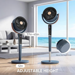 MyDepot Fan for Bedroom, 1050CFM Pedestal Air Circulator, Standing Fans with DC Motor, 15 Speeds & 5 Modes, 120° Omni Oscillation, Digital Display & Remote, 12H Timer, Adjustable Height