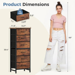 MyDepot 6 Drawers Dresser for Bedroom with Wheels, Fabric Storage Cabinet Organizer with Removable Fabric Bins, Sturdy Steel Frame for Living Room, Office, Entryway, Closets