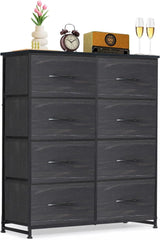 MyDepot 8-Drawer Dresser for Bedroom, Anti-Tip Tall Storage Organizer Chest of Drawers with Wooden Top and Metal Frame Fabric Bins for Closet, Living Room, Hallway, Entryway