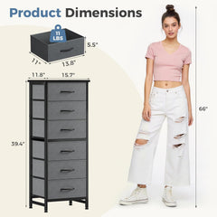 MyDepot 6 Drawers Dresser for Bedroom with Wheels, Fabric Storage Cabinet Organizer with Removable Fabric Bins, Sturdy Steel Frame for Living Room, Office, Entryway, Closets