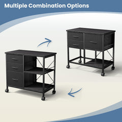Mydepot 3-Tier Mobile File Cabinet, Printer Stand with Storage, Office Table with Drawers and Back Support Bar, Holds 110lb for Home Office