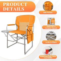MyDepot Camping Directors Chair, Portable Folding Chair with Side Table and Pocket for Beach, Camping, Lawn & Fishing
