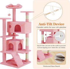 MyDepot 54 Inch Cat Tree Tower, Multi-Level with Cat Scratching Post, Indoor Cat Condo with Climbing Ladder, Plush Toy, Play House for Cat