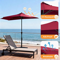 MyDepot Half Umbrella Outdoor Patio,9FT scalloped Patio Umbrella with Easy Crank, Sun Half Patio Umbrella for Patio, Market, Garden, Balcony