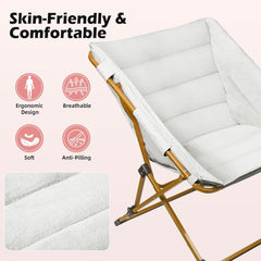MyDepot Comfy Saucer Chair for Adults, Soft Faux Fur Bedroom Chair, Cozy Folding Lounge Chair Reading Chair for Living Room, Dorm & Bedroom