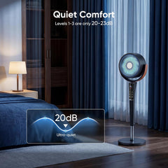 MyDepot Fan for Bedroom, 1050CFM Pedestal Air Circulator, Standing Fans with DC Motor, 15 Speeds & 5 Modes, 120° Omni Oscillation, Digital Display & Remote, 12H Timer, Adjustable Height