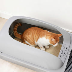 MyDepot Stainless Steel Litter Box with Lid, Metal Litter Box with Cat Litter Mat,Extra Large Enclosed Cat Litter Boxes for Multiple Cats, Anti-Leakage,Non-Stick, Easy to Clean, Included Mat, Scoop