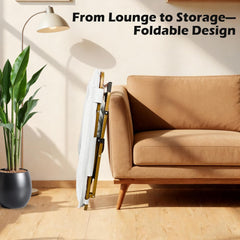 MyDepot Comfy Saucer Chair for Adults, Soft Faux Fur Bedroom Chair, Cozy Folding Lounge Chair Reading Chair for Living Room, Dorm & Bedroom