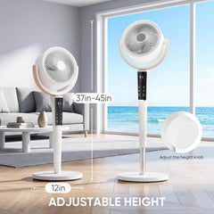 MyDepot Fan for Bedroom, 1050CFM Pedestal Air Circulator, Standing Fans with DC Motor, 15 Speeds & 5 Modes, 120° Omni Oscillation, Digital Display & Remote, 12H Timer, Adjustable Height