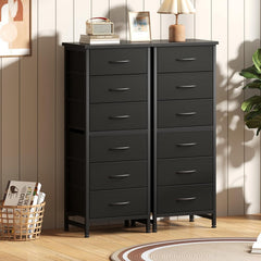 MyDepot 6 Drawers Dresser for Bedroom with Wheels, Fabric Storage Cabinet Organizer with Removable Fabric Bins, Sturdy Steel Frame for Living Room, Office, Entryway, Closets