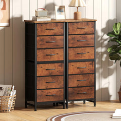 MyDepot 6 Drawers Dresser for Bedroom with Wheels, Fabric Storage Cabinet Organizer with Removable Fabric Bins, Sturdy Steel Frame for Living Room, Office, Entryway, Closets