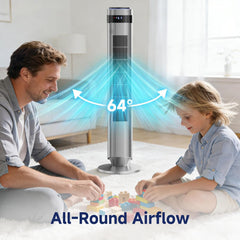 MyDepot Tower Fan for Bedroom, 28dB Quiet Floor Standing Fan with Remote, 12H Timer, 5 Speeds, 4 Modes, LED Display, Portable Bladeless Oscillating Cooling Fan for Indoor, Home, Office