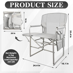 MyDepot Camping Directors Chair, Portable Folding Chair with Side Table and Pocket for Beach, Camping, Lawn & Fishing