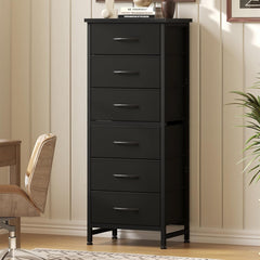 MyDepot 6 Drawers Dresser for Bedroom with Wheels, Fabric Storage Cabinet Organizer with Removable Fabric Bins, Sturdy Steel Frame for Living Room, Office, Entryway, Closets