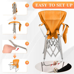 MyDepot Camping Directors Chair, Portable Folding Chair with Side Table and Pocket for Beach, Camping, Lawn & Fishing