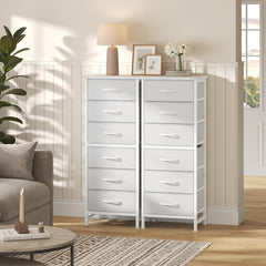 MyDepot 6 Drawers Dresser for Bedroom with Wheels, Fabric Storage Cabinet Organizer with Removable Fabric Bins, Sturdy Steel Frame for Living Room, Office, Entryway, Closets