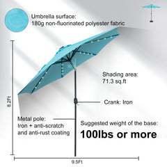 MyDepot Upgrade 10 FT LED Outdoor Patio Deck Umbrella with 32 Solar Lights, Tilt & Crank, UV-Resistant and Waterproof Table Umbrella for Pool, Beach, Market and Restaurant
