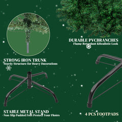 Mydepot Pre-Lit Artificial Christmas Tree With Warm LED Lights - Green Xmas Tress, Easy Assembly, Hinged Branches, And Sturdy Metal Stand