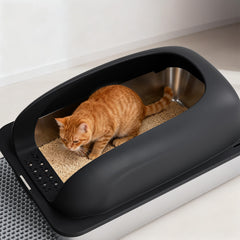 MyDepot Stainless Steel Litter Box with Lid, Metal Litter Box with Cat Litter Mat,Extra Large Enclosed Cat Litter Boxes for Multiple Cats, Anti-Leakage,Non-Stick, Easy to Clean, Included Mat, Scoop