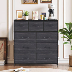 MyDepot 9 Drawer Dresser for Bedroom, Fabric Storage Organizer with Sturdy Metal Frame, Wooden Top Chest of Drawers for Closet Entryway Guest Room