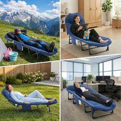 MyDepot Camping Cot for Adults, 6 Angle Adjustable Folding Camping Bed with Mattress, Foldable Camping Bed for Camp, Office, Outdoor, Lightweight Camping Cot with Carry Bag Supports 450 lbs