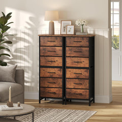 MyDepot 6 Drawers Dresser for Bedroom with Wheels, Fabric Storage Cabinet Organizer with Removable Fabric Bins, Sturdy Steel Frame for Living Room, Office, Entryway, Closets