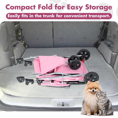 MyDepot 3 Wheels Pet Stroller for Small Dogs and Cats – Foldable Dog Stroller with Mesh Windows, Storage Basket & Cup Holder, Lightweight & Durable Pet Carrier for Travel, Outdoor Use