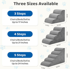 MyDepot Dog Stairs Ramp for Small Dogs and Cats, 3/4/5 Step Curved Pet Dog Steps with High-Density Foam for Puppy and Older Cats, Indoor Non-Slip Pet Ladder Ramp Stairs for Couch, High Beds, Sofa, Car