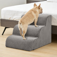 MyDepot Dog Stairs Ramp for Small Dogs and Cats, 3/4/5 Step Curved Pet Dog Steps with High-Density Foam for Puppy and Older Cats, Indoor Non-Slip Pet Ladder Ramp Stairs for Couch, High Beds, Sofa, Car