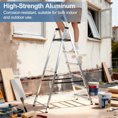MyDepot 5/6 Step Ladder, 330lbs Folding Step Stool with Anti-Slip Wide Pedal Handrails, Aluminum Stool Ladders, Safety Household Ladder for Home Kitchen Courtyard Outdoor