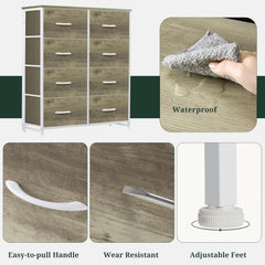 MyDepot 8-Drawer Dresser for Bedroom, Anti-Tip Tall Storage Organizer Chest of Drawers with Wooden Top and Metal Frame Fabric Bins for Closet, Living Room, Hallway, Entryway