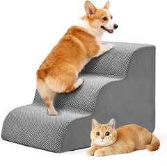 MyDepot Dog Stairs Ramp for Small Dogs and Cats, 3/4/5 Step Curved Pet Dog Steps with High-Density Foam for Puppy and Older Cats, Indoor Non-Slip Pet Ladder Ramp Stairs for Couch, High Beds, Sofa, Car