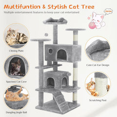 MyDepot 54 Inch Cat Tree Tower, Multi-Level with Cat Scratching Post, Indoor Cat Condo with Climbing Ladder, Plush Toy, Play House for Cat