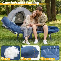 MyDepot Camping Cot for Adults, 6 Angle Adjustable Folding Camping Bed with Mattress, Foldable Camping Bed for Camp, Office, Outdoor, Lightweight Camping Cot with Carry Bag Supports 450 lbs
