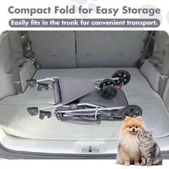MyDepot 3 Wheels Pet Stroller for Small Dogs and Cats – Foldable Dog Stroller with Mesh Windows, Storage Basket & Cup Holder, Lightweight & Durable Pet Carrier for Travel, Outdoor Use