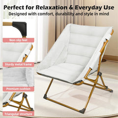 MyDepot Comfy Saucer Chair for Adults, Soft Faux Fur Bedroom Chair, Cozy Folding Lounge Chair Reading Chair for Living Room, Dorm & Bedroom