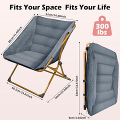 MyDepot Comfy Saucer Chair for Adults, Soft Faux Fur Bedroom Chair, Cozy Folding Lounge Chair Reading Chair for Living Room, Dorm & Bedroom