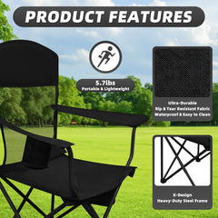 MyDepot Lightweight Camping Chair for Adults, 300lbs Capacity Foldable Portable Lawn Chair with Carry Bag, Outdoor Chair for Camping, Lawn, Beach & Travel