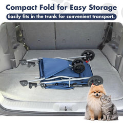 MyDepot 3 Wheels Pet Stroller for Small Dogs and Cats – Foldable Dog Stroller with Mesh Windows, Storage Basket & Cup Holder, Lightweight & Durable Pet Carrier for Travel, Outdoor Use