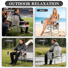 MyDepot Camping Directors Chair, Portable Folding Chair with Side Table and Pocket for Beach, Camping, Lawn & Fishing