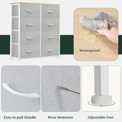 MyDepot 8-Drawer Dresser for Bedroom, Anti-Tip Tall Storage Organizer Chest of Drawers with Wooden Top and Metal Frame Fabric Bins for Closet, Living Room, Hallway, Entryway