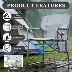 MyDepot Camping Directors Chair, Portable Folding Chair with Side Table and Pocket for Beach, Camping, Lawn & Fishing